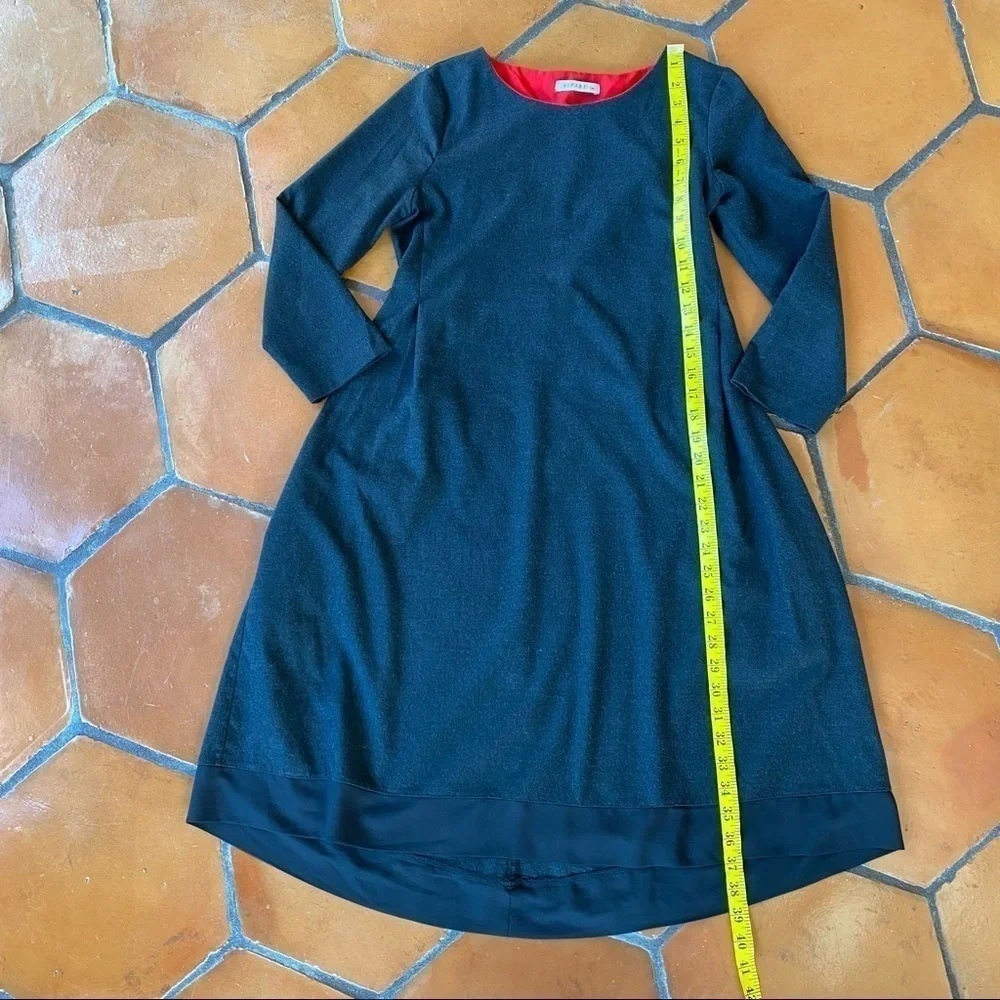 Vipart Black Mixed Media Pleated 3/4 Sleeve Dress Pockets France 36 US Small (6) - Picture 8 of 10